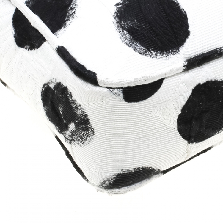 Pre Owned Dolce and Gabbana White/Black Polka Dot Fabric Glam Crossbody Bag