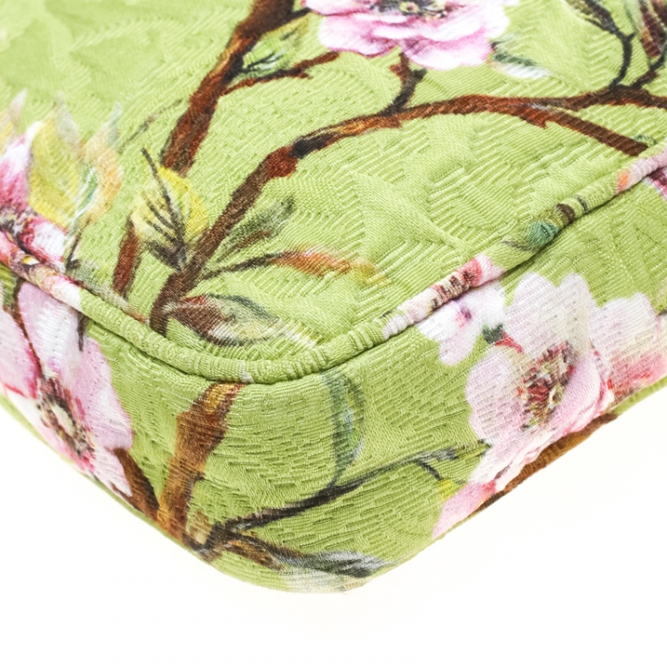Pre Owned Dolce and Gabbana Lime Floral Print Fabric Square Miss Glam Crossbody Bag
