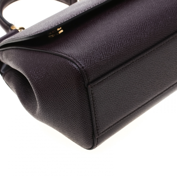 Pre Owned Dolce and Gabbana Dark Burgundy Leather Small Miss Sicily Bag
