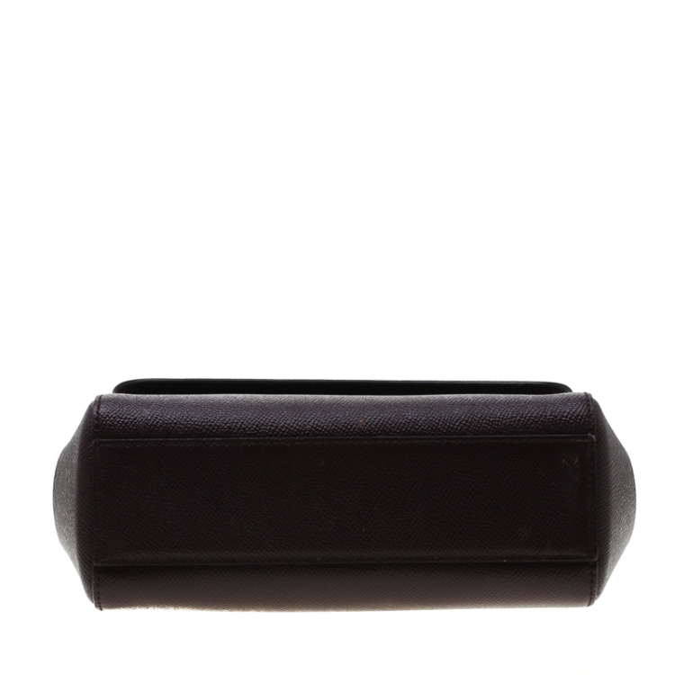 Pre Owned Dolce and Gabbana Dark Burgundy Leather Small Miss Sicily Bag