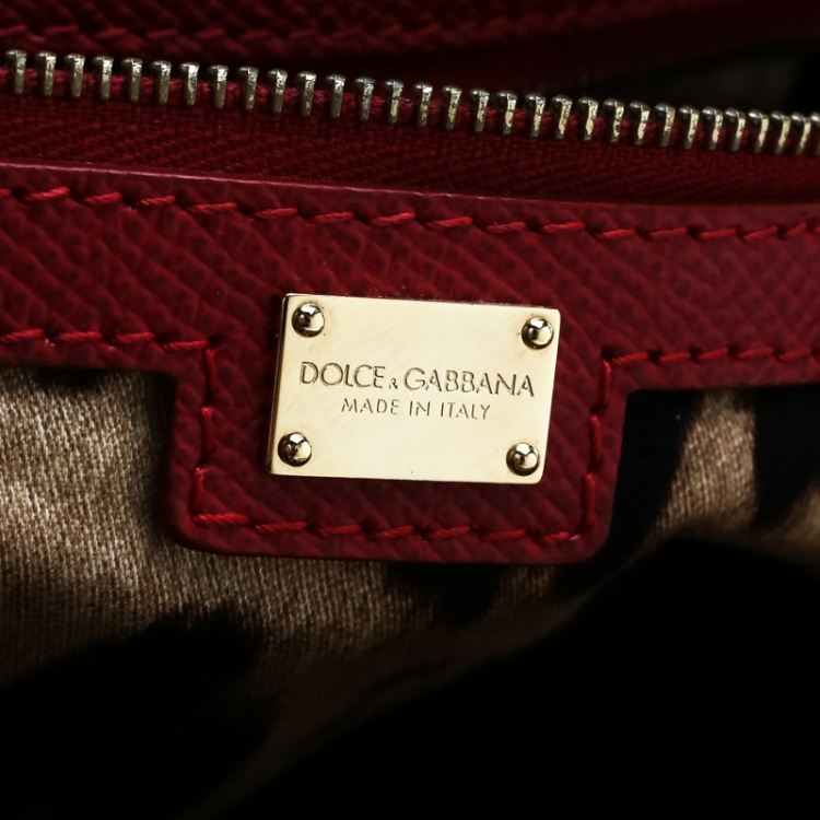 Pre Owned Dolce and Gabbana Red Leather Miss Escape Tote