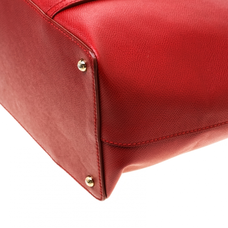Pre Owned Dolce and Gabbana Red Leather Miss Escape Tote