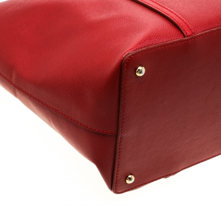 Pre Owned Dolce and Gabbana Red Leather Miss Escape Tote