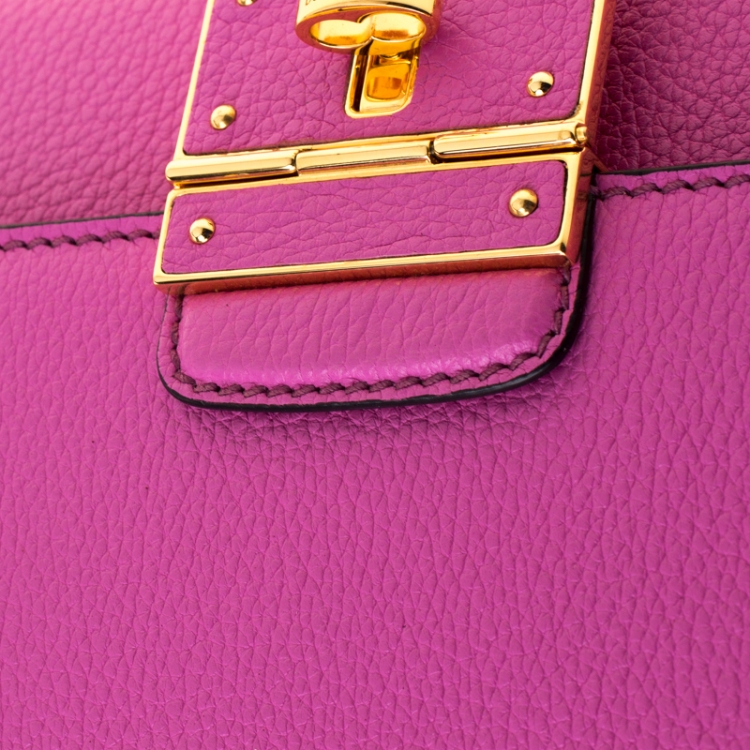 Pre Owned Dolce & Gabbana Pink Leather Rosalia Crossbody Bag