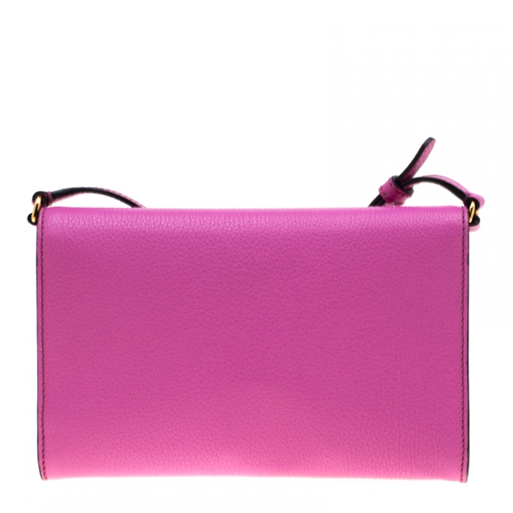 Pre Owned Dolce & Gabbana Pink Leather Rosalia Crossbody Bag