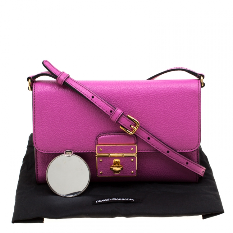 Pre Owned Dolce & Gabbana Pink Leather Rosalia Crossbody Bag