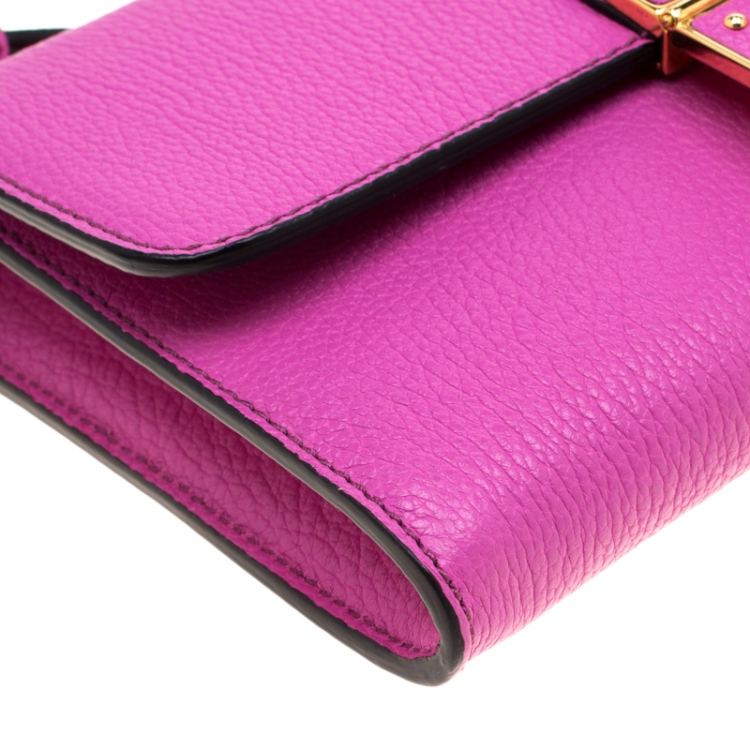 Pre Owned Dolce & Gabbana Pink Leather Rosalia Crossbody Bag