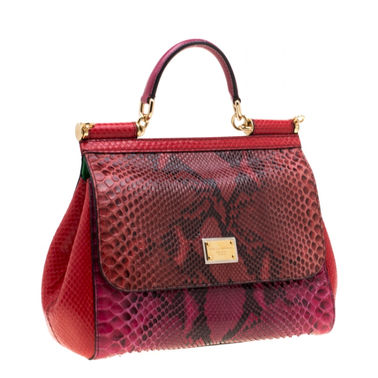 Pre Owned Dolce and Gabbana Multicolor Python Medium Limited Edition Miss Sicily Top Handle Bag