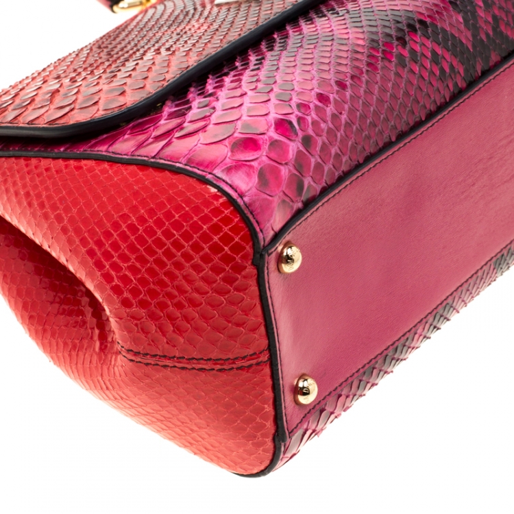 Pre Owned Dolce and Gabbana Multicolor Python Medium Limited Edition Miss Sicily Top Handle Bag