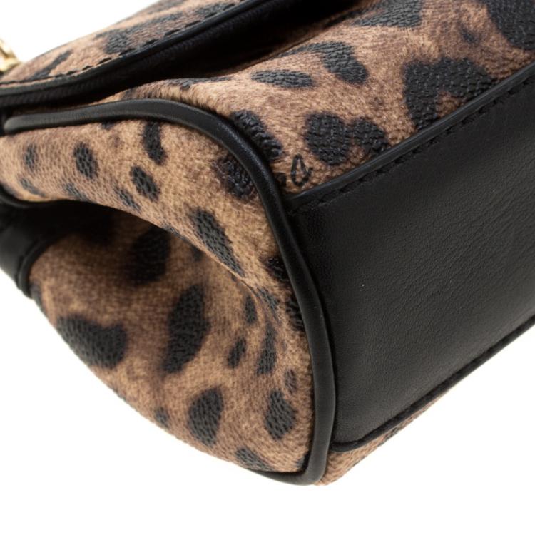 Pre Owned Dolce and Gabbana Beige/Black Coated Canvas and Leather Micro Miss Sicily Top Handle Bag