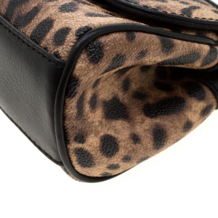 Pre Owned Dolce and Gabbana Beige/Black Coated Canvas and Leather Micro Miss Sicily Top Handle Bag