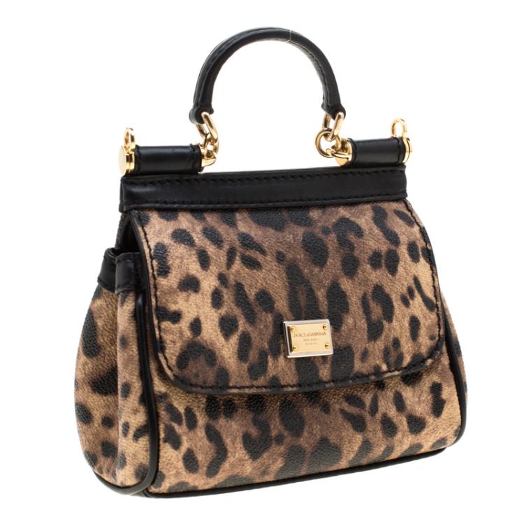 Pre Owned Dolce and Gabbana Beige/Black Coated Canvas and Leather Micro Miss Sicily Top Handle Bag