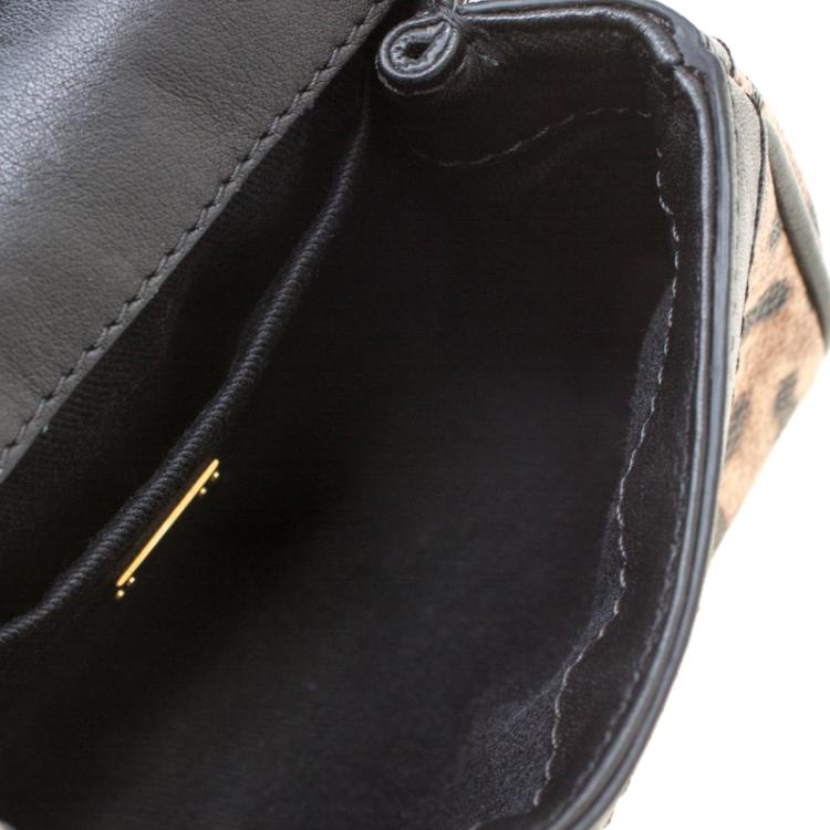 Pre Owned Dolce and Gabbana Beige/Black Coated Canvas and Leather Micro Miss Sicily Top Handle Bag
