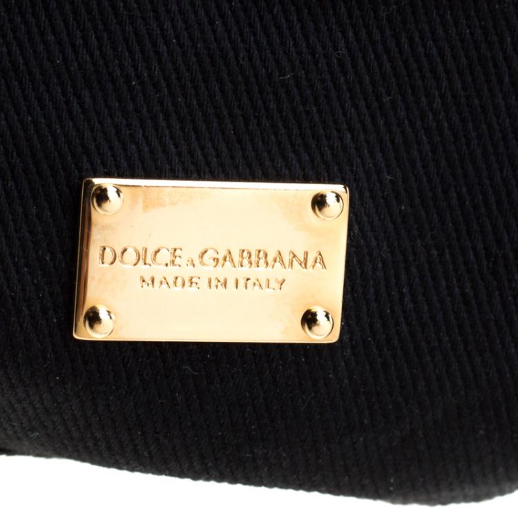 Pre Owned Dolce and Gabbana Beige/Black Coated Canvas and Leather Micro Miss Sicily Top Handle Bag