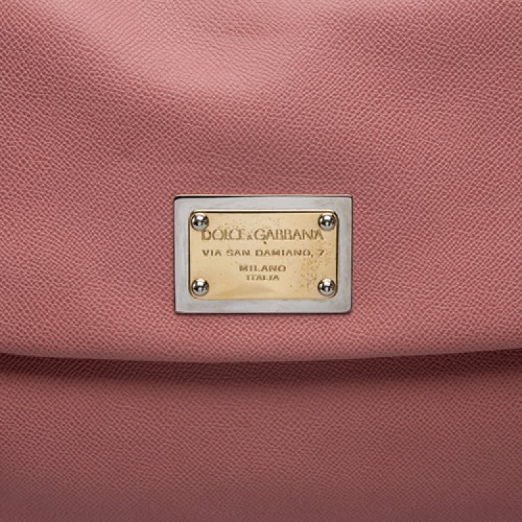 Pre Owned Dolce and Gabbana Pink Leather Large Miss Sicily Tote