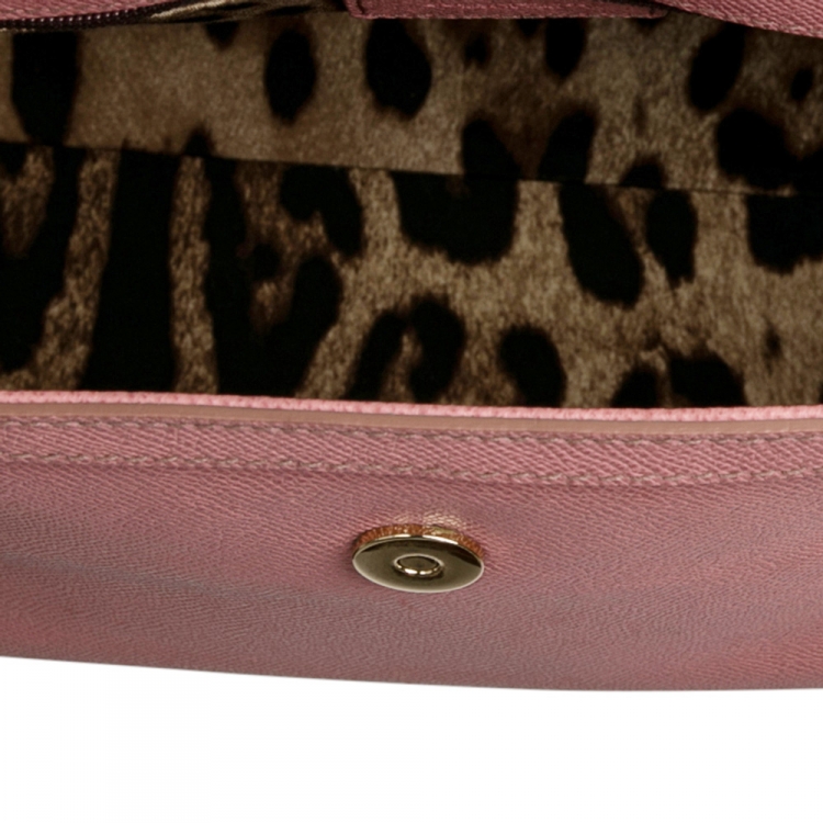 Pre Owned Dolce and Gabbana Pink Leather Large Miss Sicily Tote
