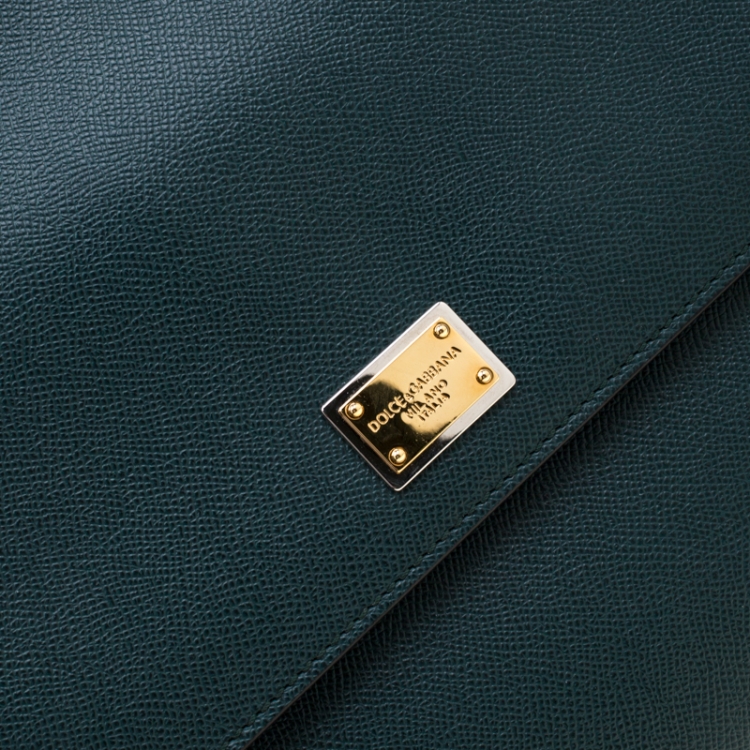 Pre Owned Dolce And Gabbana Green Dauphine Leather Large Miss Sicily Bag 