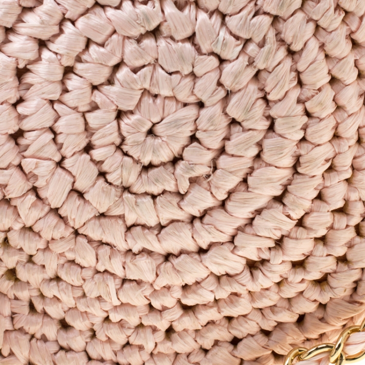 Pre Owned Dolce and Gabba Pink Blush Straw Round Crossbody Bag
