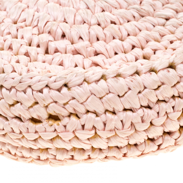 Pre Owned Dolce and Gabba Pink Blush Straw Round Crossbody Bag