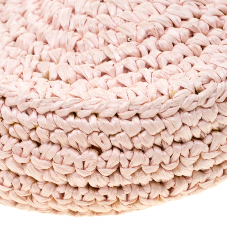 Pre Owned Dolce and Gabba Pink Blush Straw Round Crossbody Bag