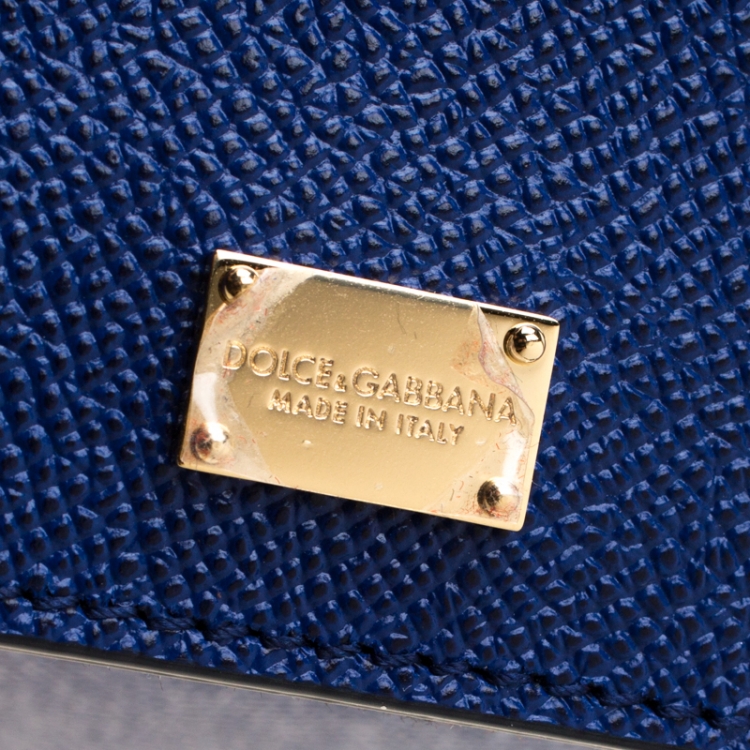 Pre Owned Dolce and Gabbana Blue Leather Miss Sicily Tote