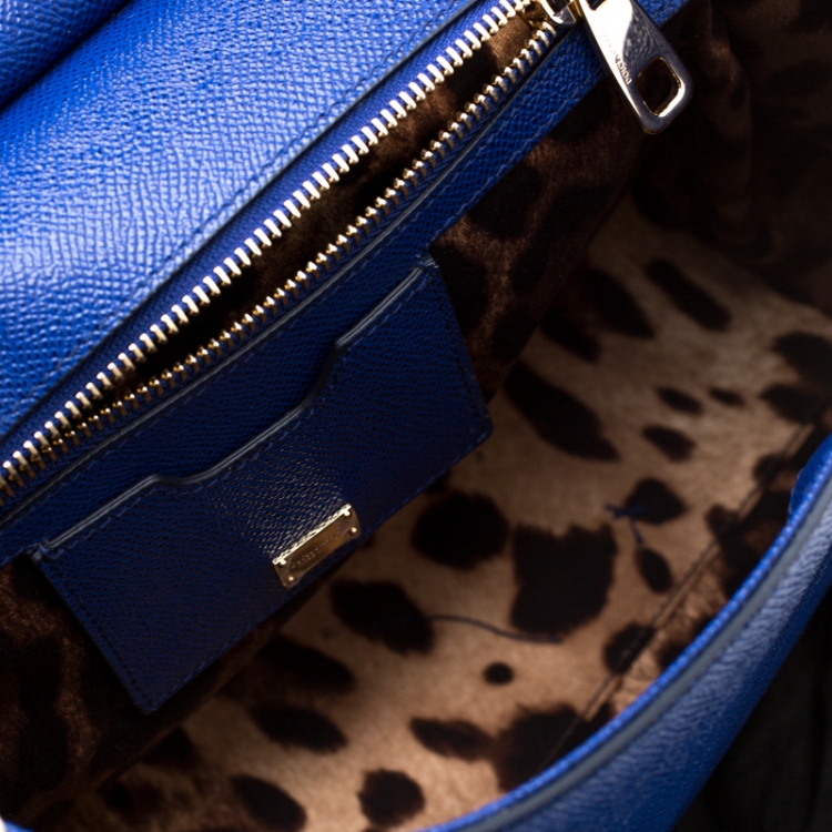 Pre Owned Dolce and Gabbana Blue Leather Miss Sicily Tote