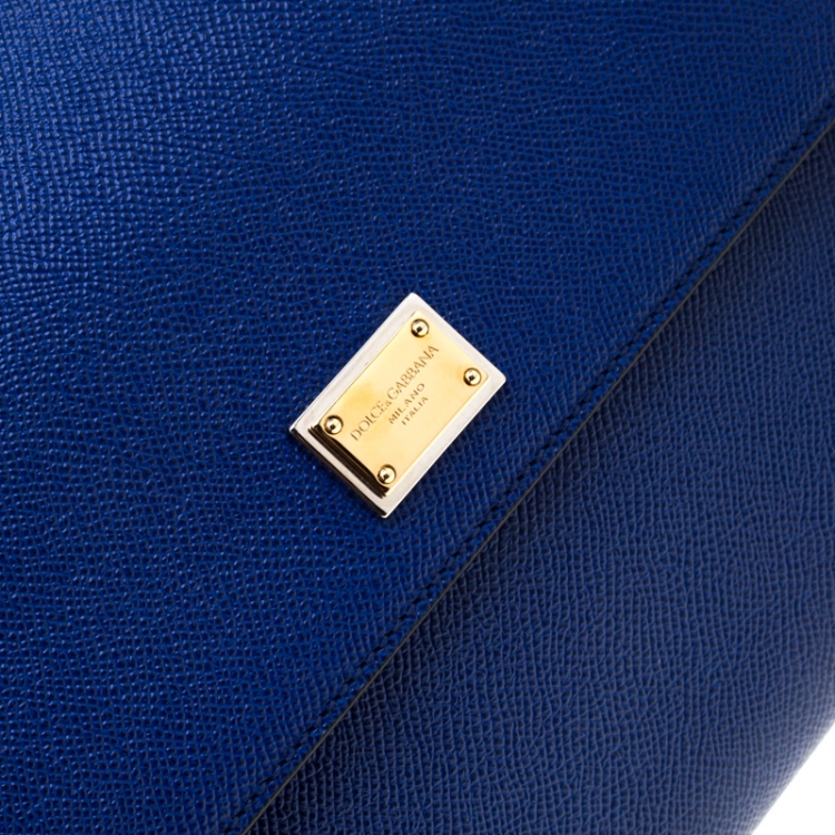 Pre Owned Dolce and Gabbana Blue Leather Miss Sicily Tote
