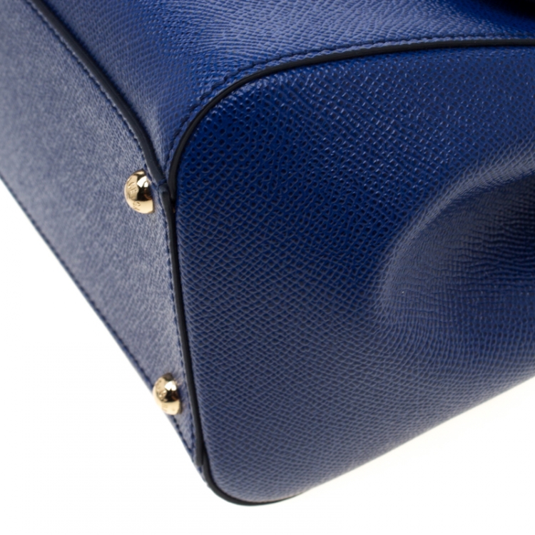 Pre Owned Dolce and Gabbana Blue Leather Miss Sicily Tote