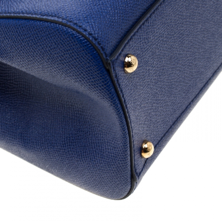 Pre Owned Dolce and Gabbana Blue Leather Miss Sicily Tote