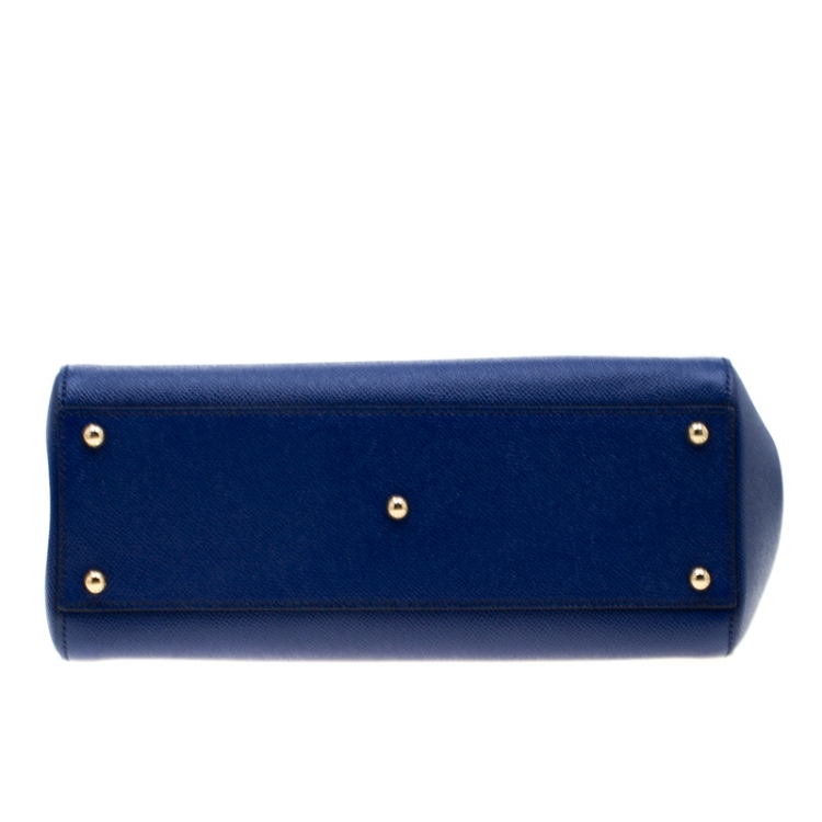 Pre Owned Dolce and Gabbana Blue Leather Miss Sicily Tote