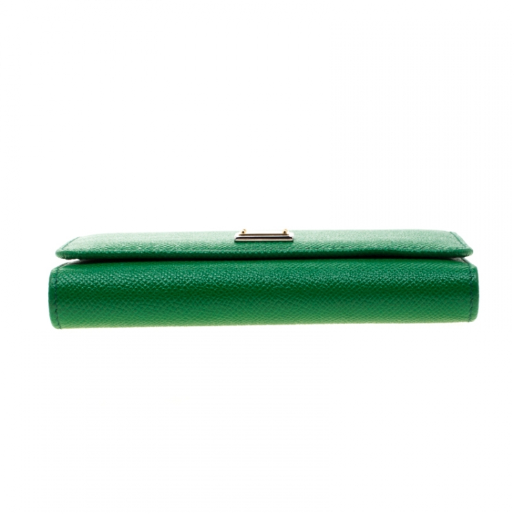 Pre Owned Dolce and Gabbana Green Leather Miss Sicily Von Smartphone Bag