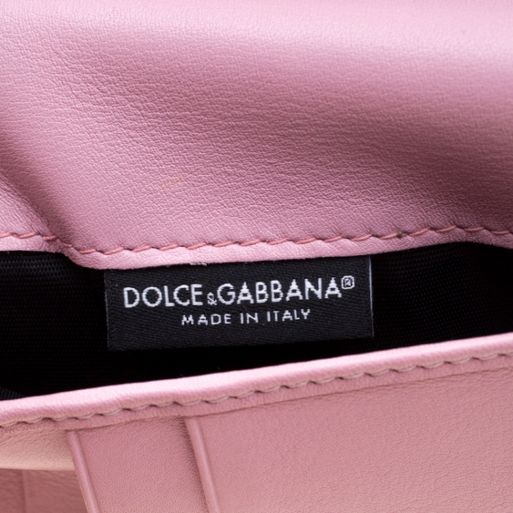 Pre Owned Dolce and Gabbana Dark Pink Patent Leather Wallet On Chain