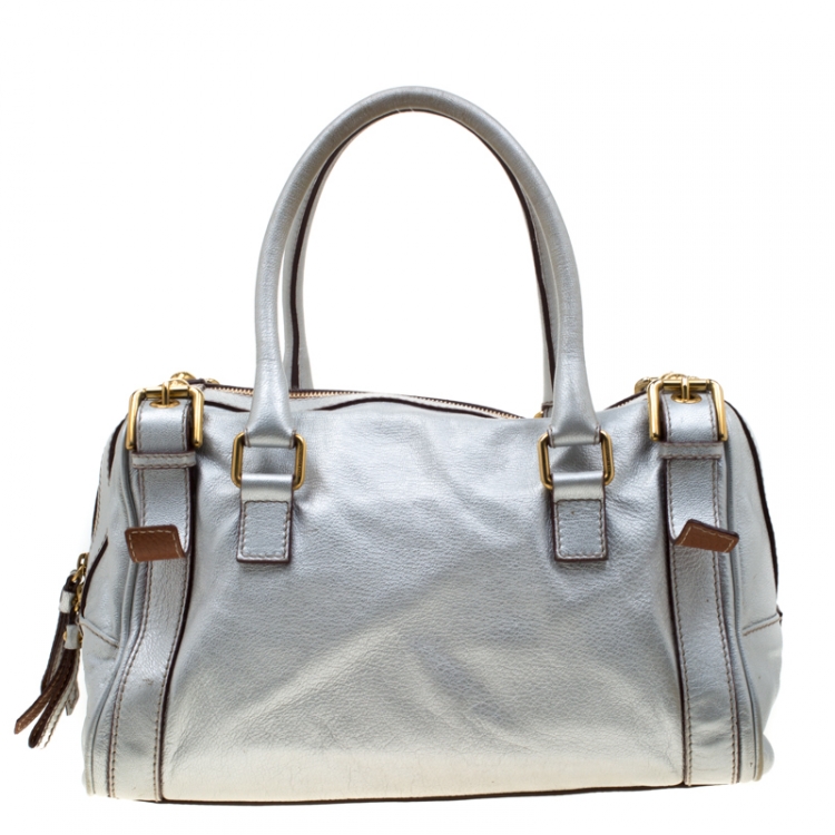 Pre Owned Dolce and Gabbana Silver Leather Miss Easy Way Boston Bag