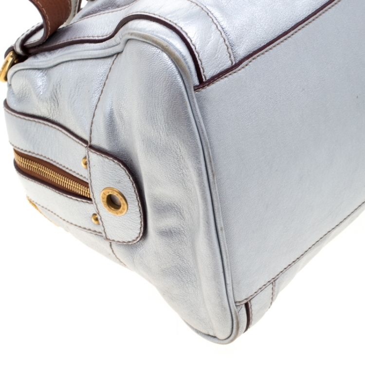 Pre Owned Dolce and Gabbana Silver Leather Miss Easy Way Boston Bag