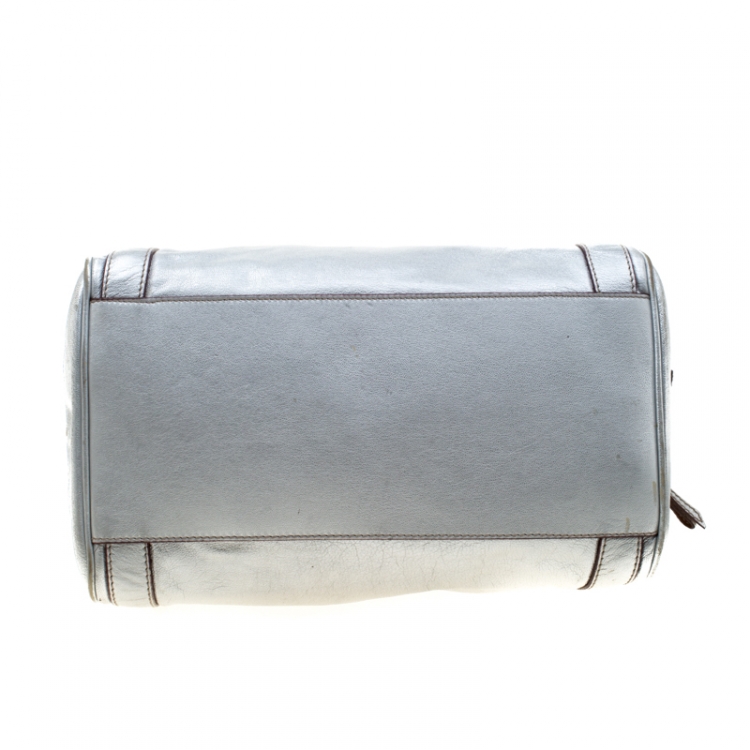 Pre Owned Dolce and Gabbana Silver Leather Miss Easy Way Boston Bag