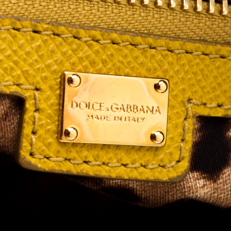 Pre Owned Dolce & Gabbana Yellow Leather Tote Bag