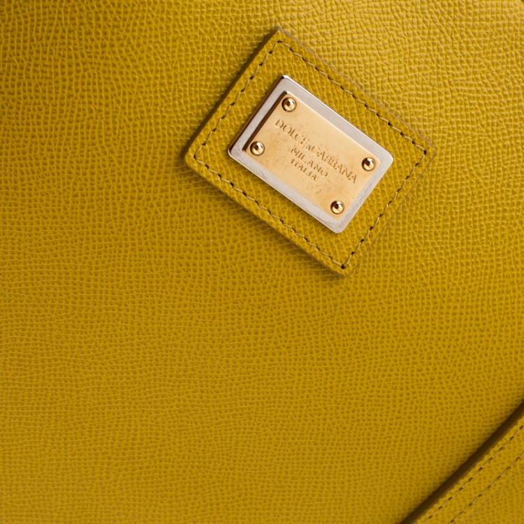 Pre Owned Dolce & Gabbana Yellow Leather Tote Bag