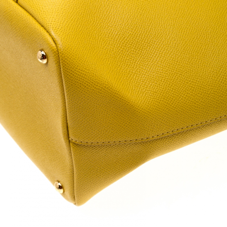 Pre Owned Dolce & Gabbana Yellow Leather Tote Bag