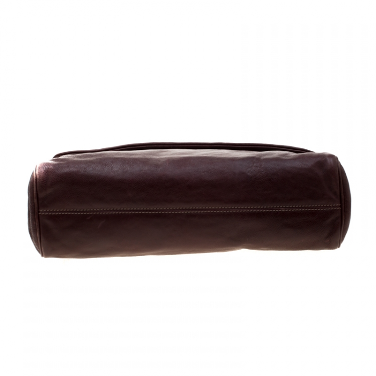 Pre Owned Dolce and Gabbana Burgundy Leather Top Handle Bag