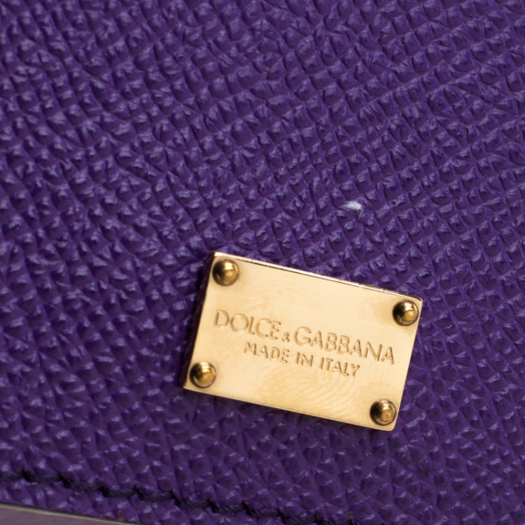 Pre Owned Dolce and Gabbana Purple Leather Medium Miss Sicily Tote