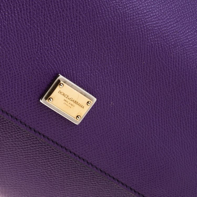 Pre Owned Dolce and Gabbana Purple Leather Medium Miss Sicily Tote