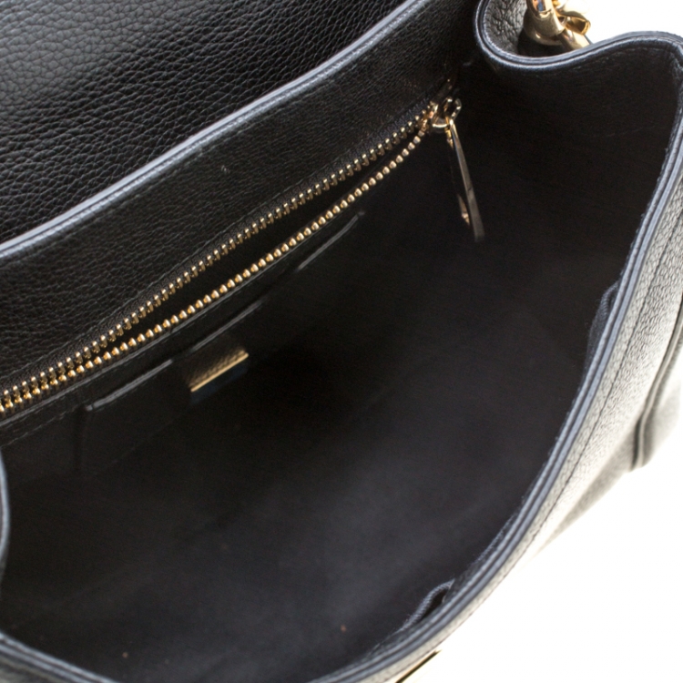 مملوكة مسبقًا Dolce and Gabbana Black Leather Miss Dolce Top Handle Bag