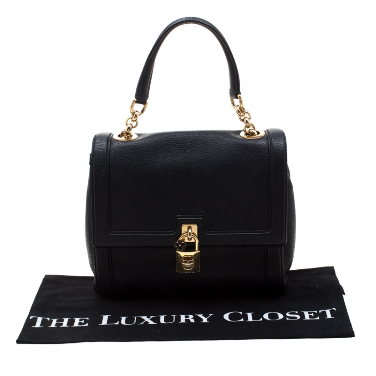 مملوكة مسبقًا Dolce and Gabbana Black Leather Miss Dolce Top Handle Bag