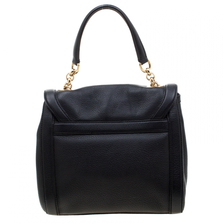 مملوكة مسبقًا Dolce and Gabbana Black Leather Miss Dolce Top Handle Bag