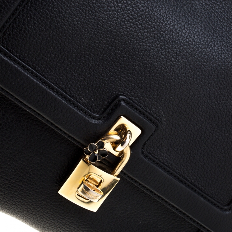 مملوكة مسبقًا Dolce and Gabbana Black Leather Miss Dolce Top Handle Bag