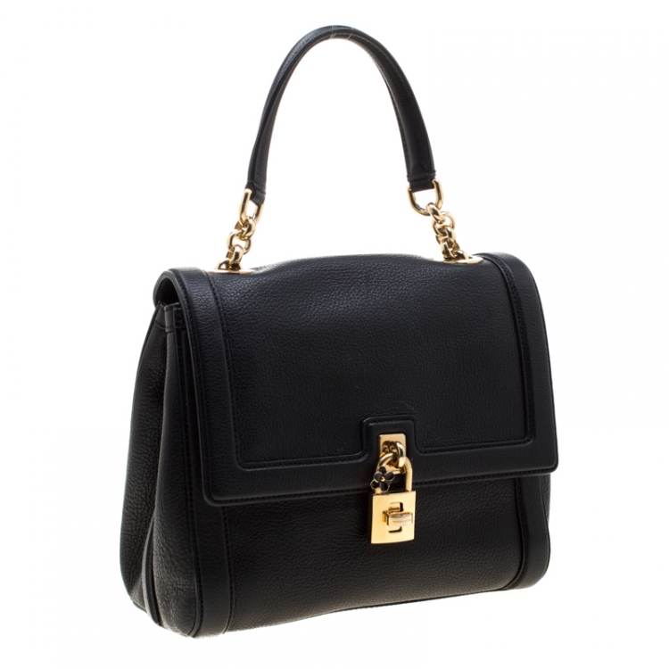 مملوكة مسبقًا Dolce and Gabbana Black Leather Miss Dolce Top Handle Bag