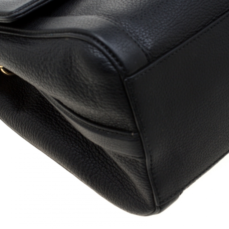 مملوكة مسبقًا Dolce and Gabbana Black Leather Miss Dolce Top Handle Bag