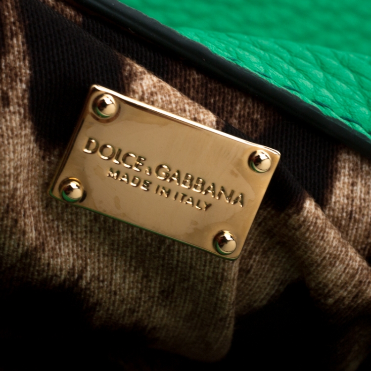 Pre Owned Dolce & Gabbana Green Leather Chain Clutch