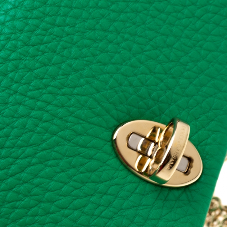 Pre Owned Dolce & Gabbana Green Leather Chain Clutch
