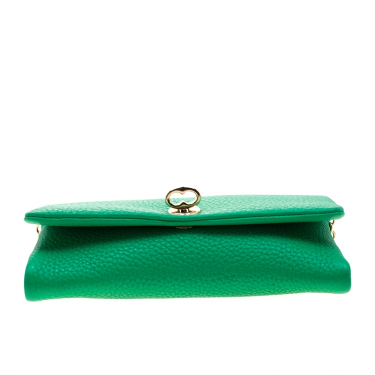 Pre Owned Dolce & Gabbana Green Leather Chain Clutch